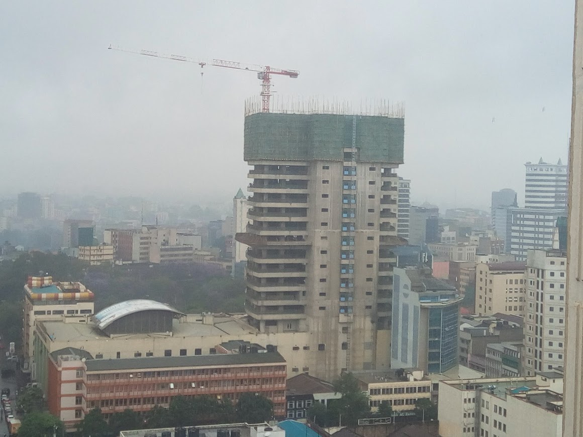 Archival photograph of New Hazina Towers under construction in Nairobi in 2017; it is not the Eastleigh building that collapsed.